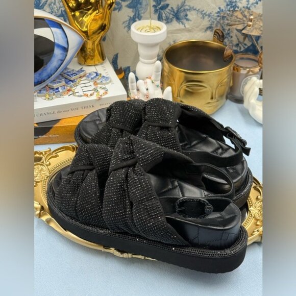 🆕 KURT GEIGER LONDON 🧿 NWOB Orson Knot Crystal Bejewelled Sandal, Black - Sz 7 - Picture 10 of 14